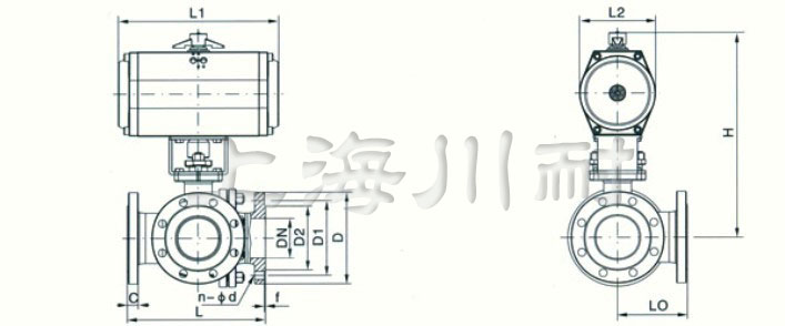 Q644F氣動球閥結構圖